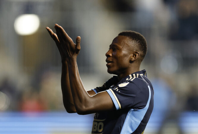 The Union’s Danley Jean Jacques celebrates helping Haiti reach its first men’s World Cup since 1974