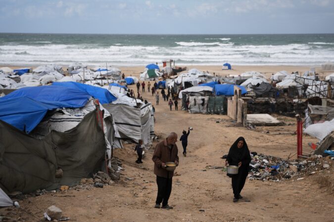 Winter rain floods Gaza camps as Netanyahu heads for U.S. meeting