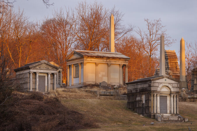 Mausoleums on a hill on the Yeadon Borough side of Mount Moriah Cemetery on Wednesday, Jan. 14, 2026.