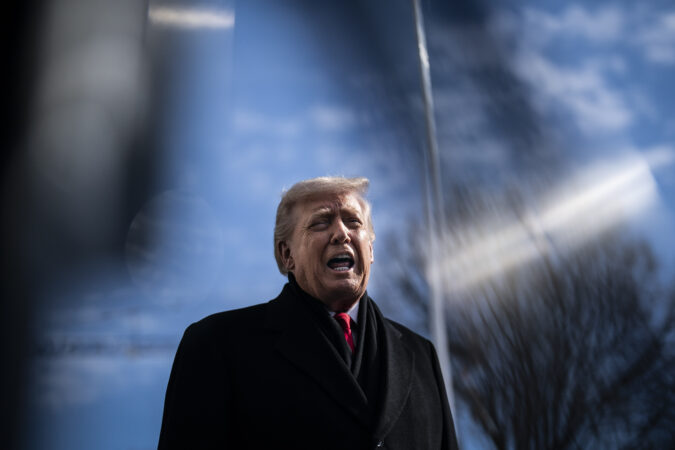 President Donald Trump speaks to reporters Tuesday at the White House: He is in a difficult spot in his calls for de-escalation after two federal enforcement-related shooting deaths in Minneapolis.