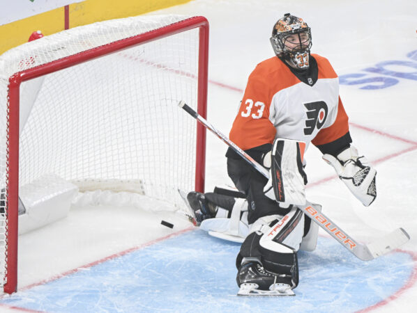 Flyers goaltender Sam Ersson's struggles continued, as he allowed five goals on 20 shots last night in Boston.