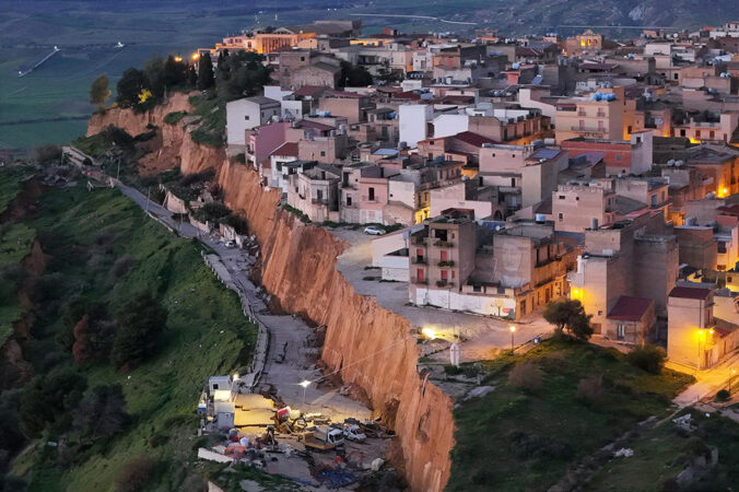 Huge landslide leaves Sicilian homes teetering on cliff edge as 1,500 people are evacuated