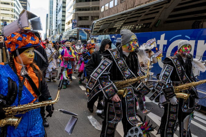 Mummers string band competition has been ‘suspended’ because of high winds but the bands are still marching