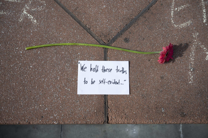 Sharpies, colored paper, and sandwich boards become resistance art at the President’s House site