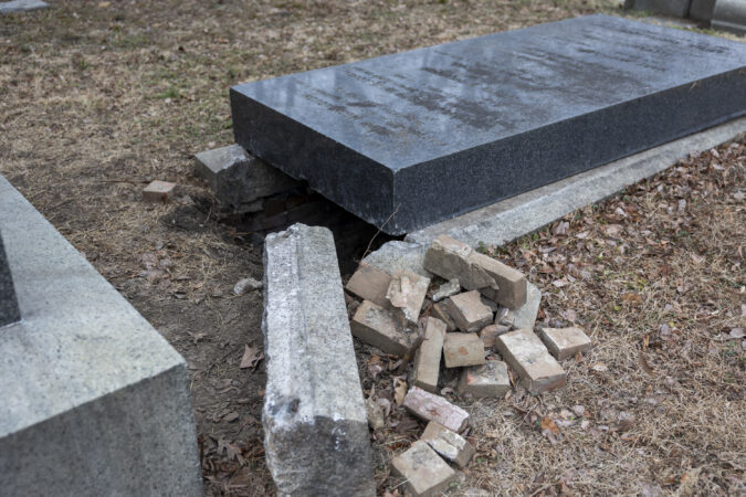 The McCullough family gravesite is one of many graves vandalized and broken into by Jonathan Gerlach at Mount Moriah Cemetery in Philadelphia.