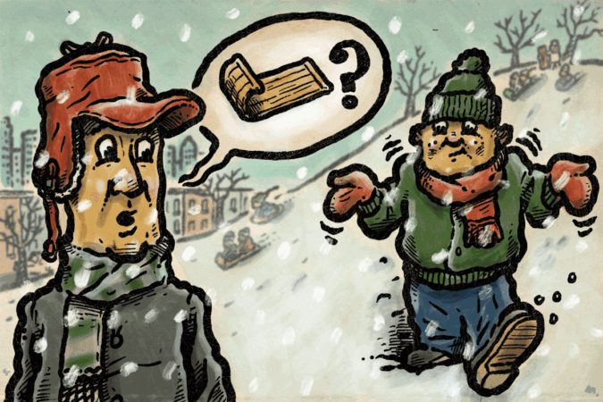 Can I take a loose sled from the bottom of the hill?