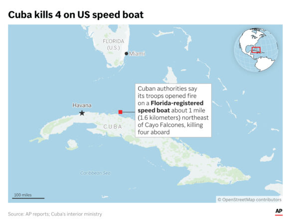 Cuba says 4 killed in speedboat shooting were attempting to infiltrate the country