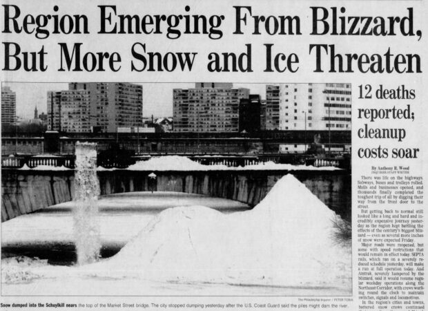 Philly is not dumping snow in the Schuylkill, but it has in the past