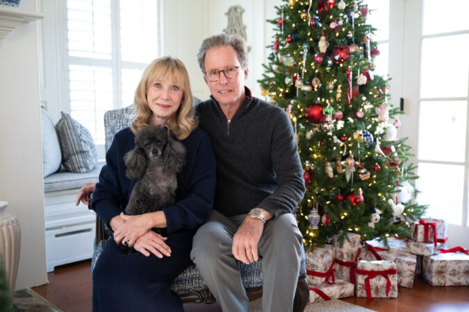 Cynthia and Chris Swayze sit in their Central Bucks County home after decorating for Christmas last year.