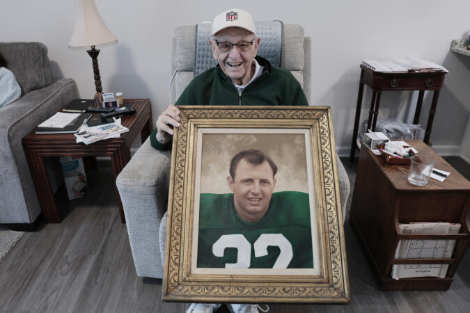 At 91, Joe Pagliei is believed to be the oldest living Eagle. It’s made him popular at his South Jersey retirement home.
