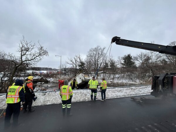 2 people rescued from utility truck that plunged into waterway in South Jersey