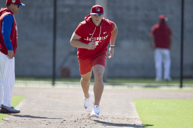 Phillies infield prospect Aidan Miller has largely been confined to training room work as he deals with a sore lower back.