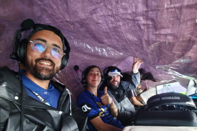When storms hit the France-Iraq game in Philly, a French radio station stayed on air from under a tarp