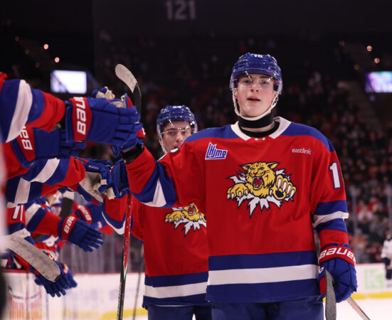 Tommy Bleyl (right) is coming off an impressive first season in the QMJHL where he was named the top defensive rookie after breaking a record that had stood for 48 years.