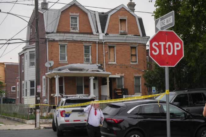 Police were searching a home in the 400 block of West Chew Avenue in Olney on Friday.