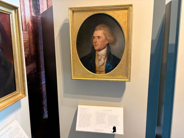Thomas Jefferson's portrait at the Second Bank of the United States. The description of the portrait was flagged by National Park Service staff last year as an one of the exhibits that "disparage Americans past or living." References to slavery have since been largely removed.