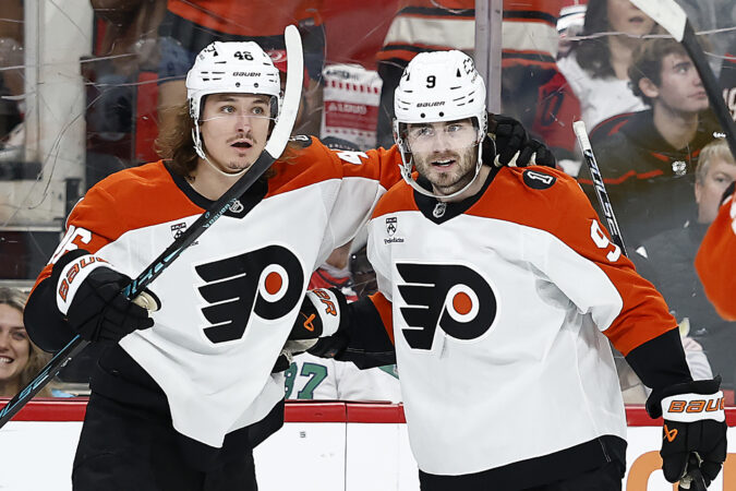 Defenseman Jamie Drysdale (right) and forward Trevor Zegras (left) were among the Flyers' restricted free agents who received qualifying offers Monday.