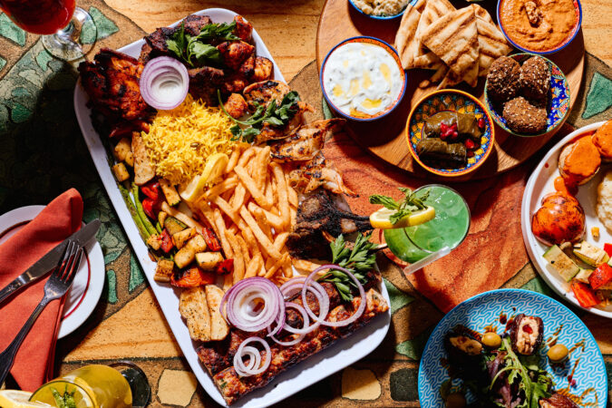 The sultan's platter rests on a table at Ruhani Kitchen in Egg Harbor.Township, N.J. on Friday, June 19, 2026.