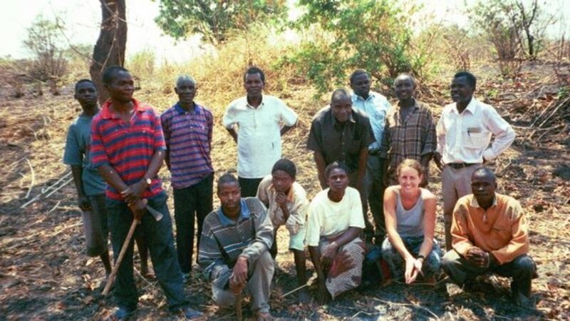Lara Weber (front row, second from right) meets with an agriculture group in her village near Chama, Zambia, while serving as a Peace Corps volunteer. The aid program still matters, writes Jonathan Zimmerman.