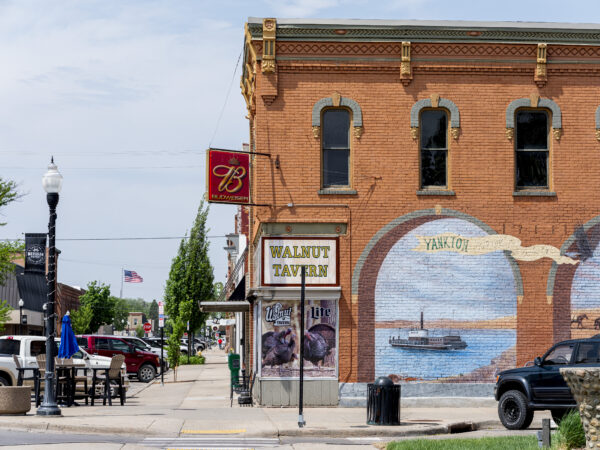 Downtown Yankton, S.D., where Charl Kleinhaus, an Afrikaner who immigrated from South Africa in 2025, has found work at a car dealership and brickyard.