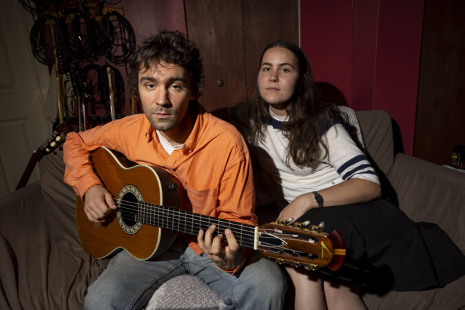 Sam and Louise Sullivan, sibling singer songwriters, sit for a portrait inside the Historic NJ studio in South Philadelphia on Friday, July 10, 2026. Their new album, 'Love & Devotion,' is out on July 24.