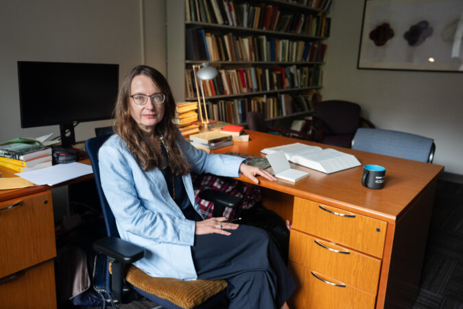 Professor Emily Wilson, in her office at the University of Pennsylvania, in Philadelphia, July 4, 2026.