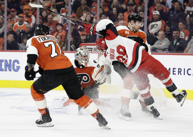 Tyson Foerster (left) and goalie Dan Vladar (center) were both locked down to long-term deals by the Flyers on Wednesday and represent the size the team is looking for next season and beyond.