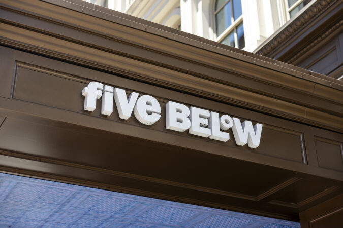 Five Below signage at the company's headquarters in Philadelphia.