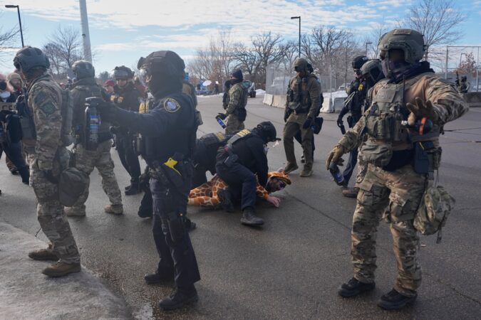 Protesters demonstrate against Immigration and Customs Enforcement (ICE) in January after Renee Good was fatally shot by an ICE officer in Minneapolis. (AP Photo/Jen Golbeck, File)