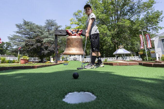 Garrett Eiserer, 8, plays at Pleasant Valley Miniature Golf on Route 73 in Voorhees, N.J. on Tuesday, June 30, 2026.