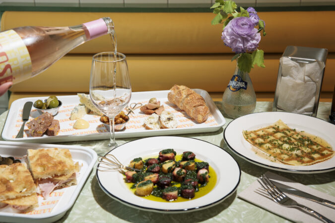 A glass of the Supérette private label rosé is poured at Supérette, 1538 Passyunk Ave.
