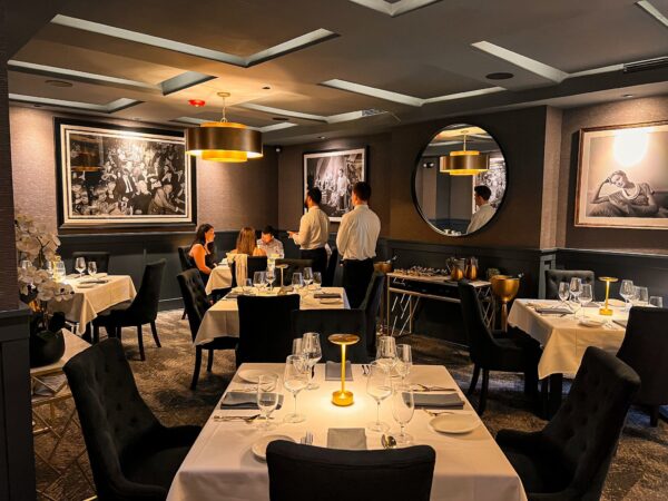 Dining room set for a preview dinner at Academy Grill, 424 S. Bethlehem Pike, Fort Washington.