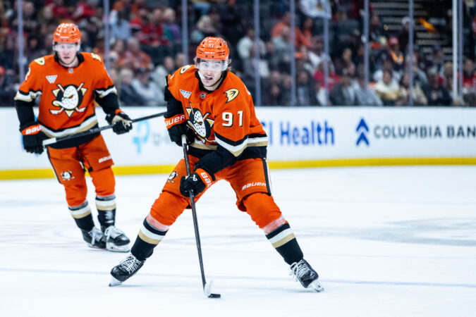 Anaheim Ducks center Leo Carlsson (91) is widely considered one of the top young players in the NHL.
