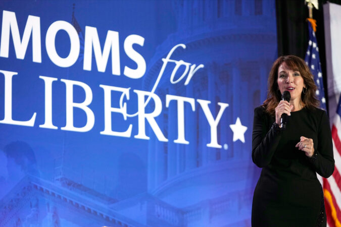 Moms for Liberty co-founder Tina Descovich speaks before Republican presidential nominee former President Donald Trump at the Moms for Liberty annual convention in Washington, Aug. 30, 2024. Moms for Liberty is the latest group of conservative female activists taking on America's school curriculum.