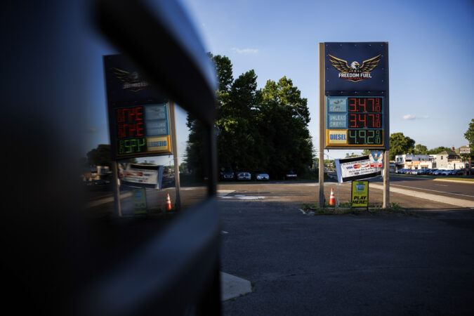 Gas prices at $3.47 a gallon at a Freedom Fuel gas station in Bristol.
